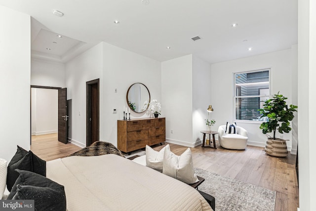 bedroom featuring light wood-type flooring