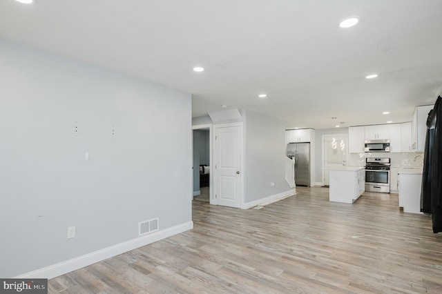 unfurnished living room featuring light hardwood / wood-style flooring