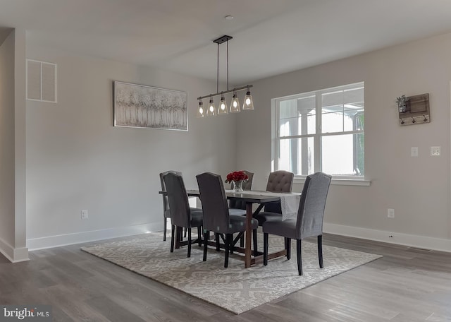 dining space featuring hardwood / wood-style floors