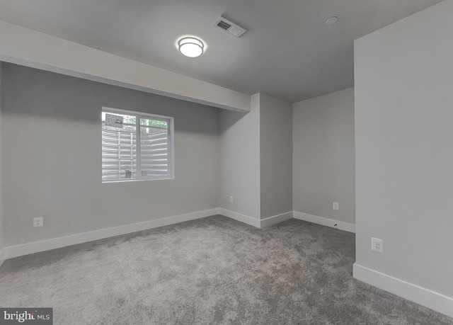 basement with carpet flooring