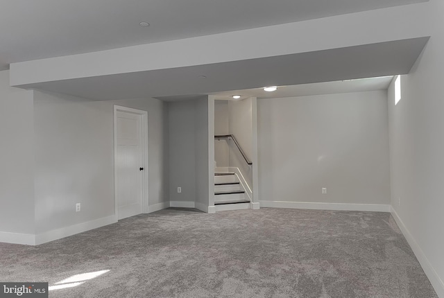 basement with carpet