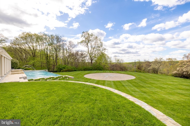 view of yard with pool water feature