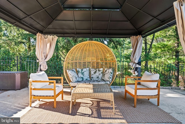 view of patio / terrace with a gazebo and an outdoor hangout area