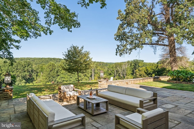 view of patio / terrace with an outdoor living space