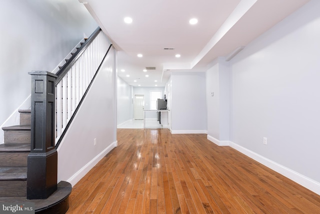 interior space with light hardwood / wood-style floors