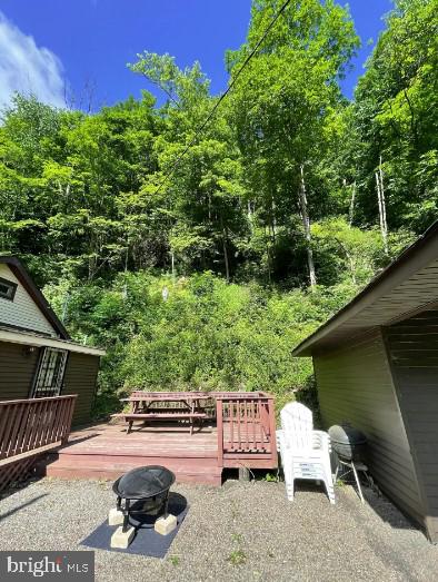 view of yard featuring a wooden deck