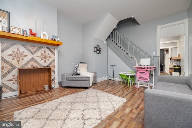 living room with wood-type flooring