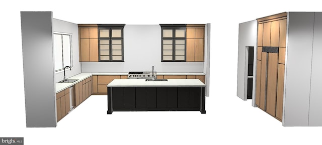 kitchen featuring sink, an island with sink, and stainless steel appliances