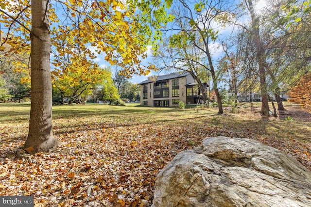 view of yard with a sunroom