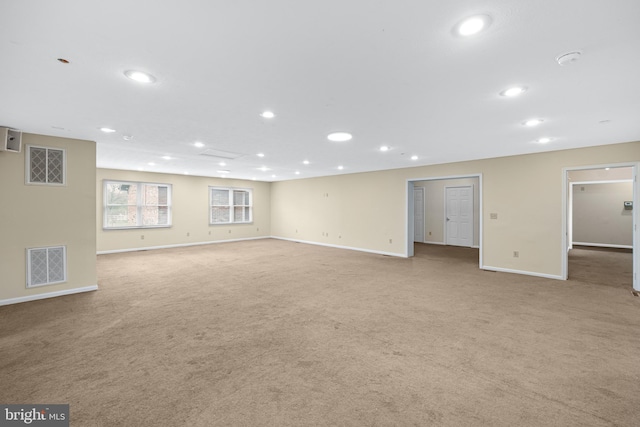 basement with light carpet