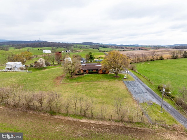 aerial view with a rural view