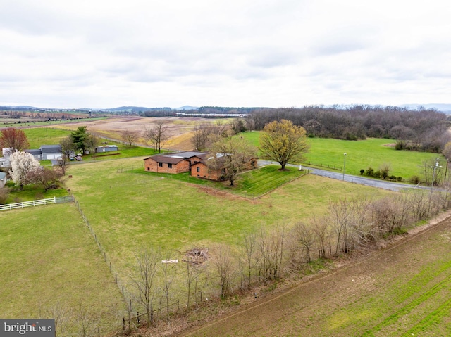 bird's eye view with a rural view