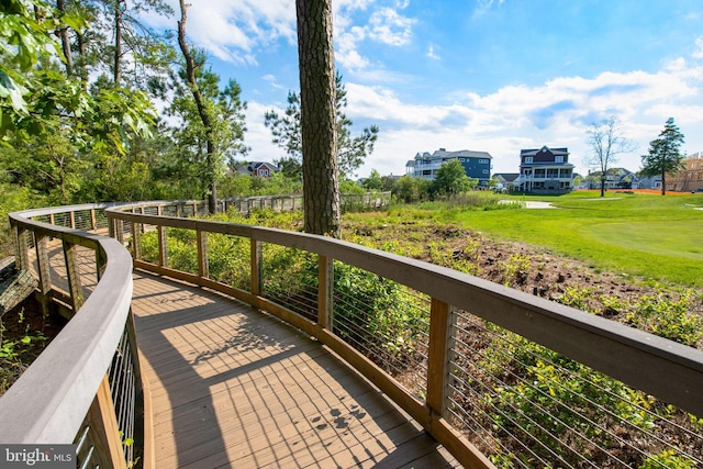 deck featuring a yard