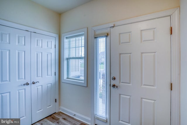 entryway with light wood-type flooring