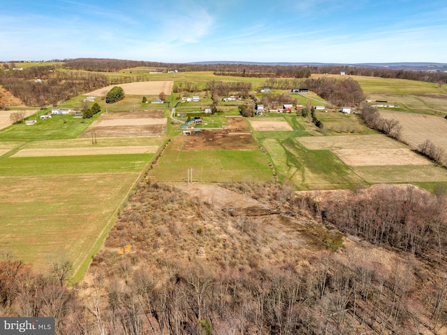 birds eye view of property with a rural view