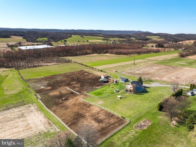 aerial view featuring a rural view