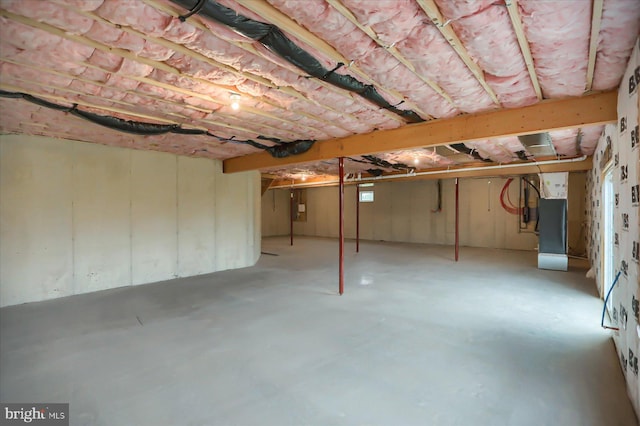 basement with electric panel