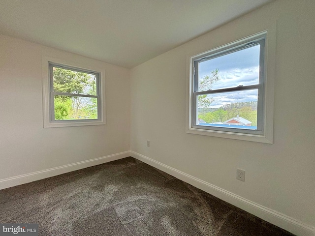 empty room with dark colored carpet