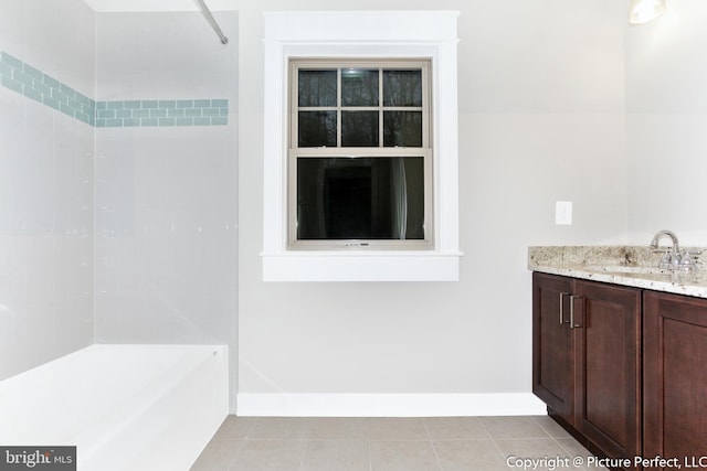 bathroom featuring vanity and tile flooring