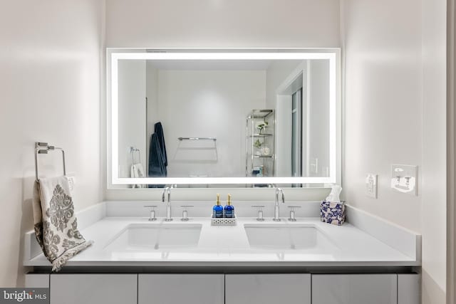 bathroom with dual bowl vanity