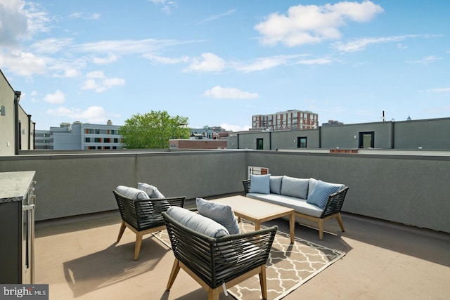 view of patio / terrace featuring a balcony and an outdoor hangout area