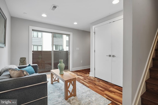 living room featuring light wood-type flooring