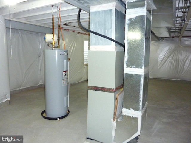 utility room with water heater