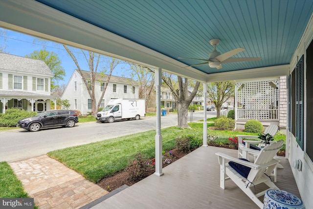 view of patio with ceiling fan