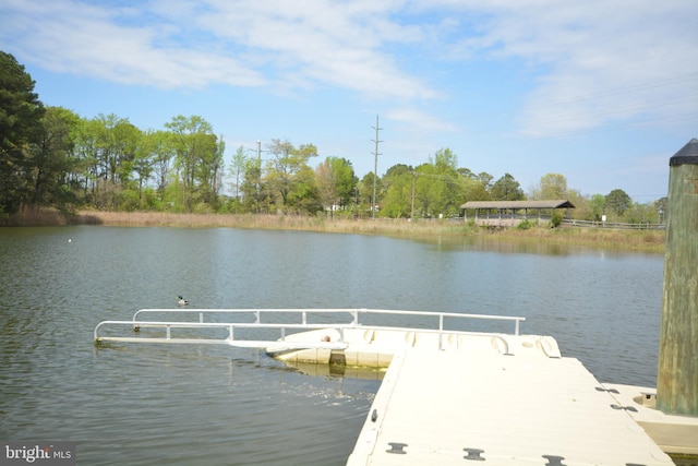 view of dock featuring a water view