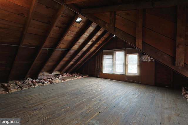 view of unfinished attic