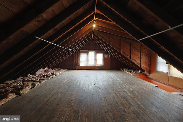 view of unfinished attic