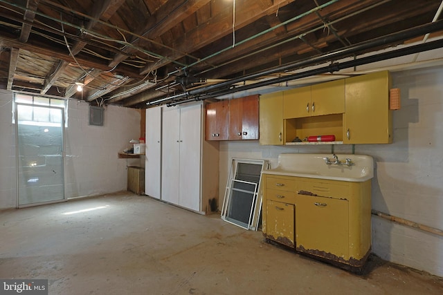 basement with sink