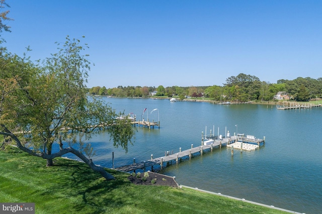 view of dock featuring a water view