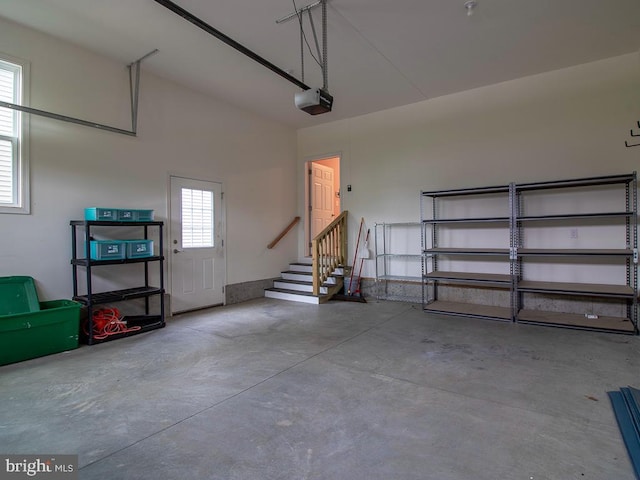 garage with a garage door opener