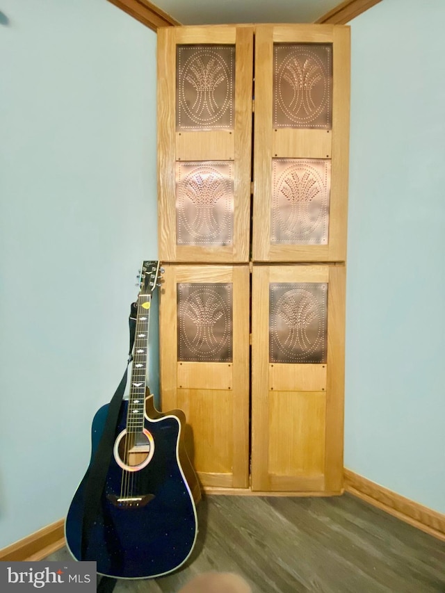 interior space with dark hardwood / wood-style floors