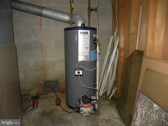 utility room with water heater