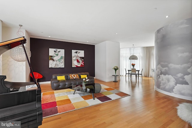 living room featuring light hardwood / wood-style flooring