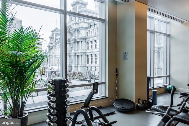 1414 S Penn Sq Unit 26Cde, Philadelphia, PA 19102 - gym with a healthy amount of sunlight