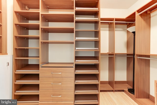 spacious closet featuring hardwood / wood-style floors