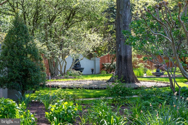 view of yard featuring fence