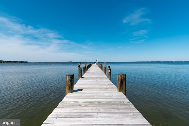 view of dock featuring a water view