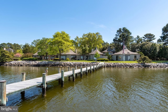 view of dock featuring a water view