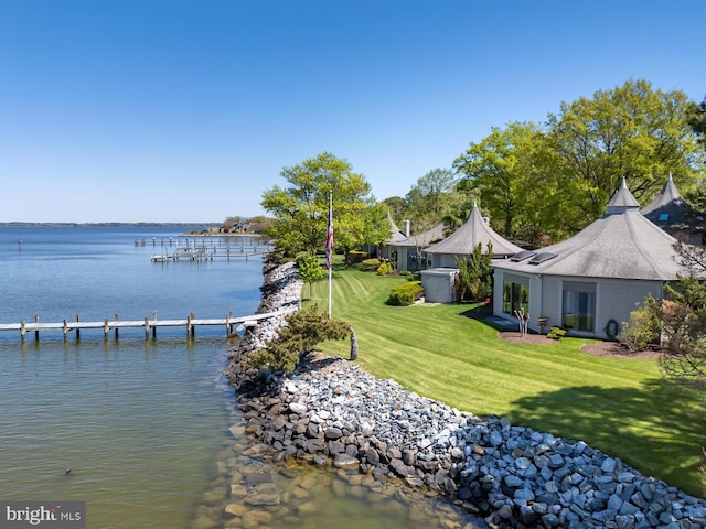 water view with a boat dock