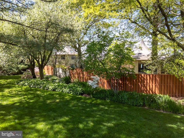 view of yard featuring fence