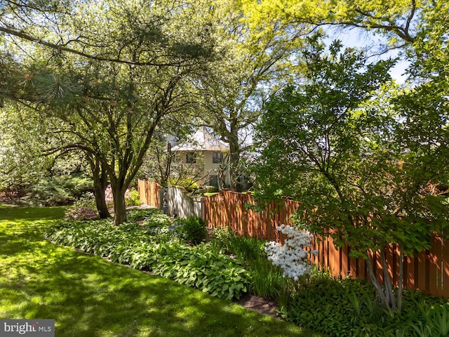 view of yard with fence