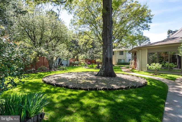 view of yard with fence