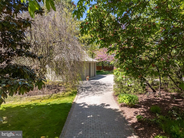 view of property's community featuring a lawn