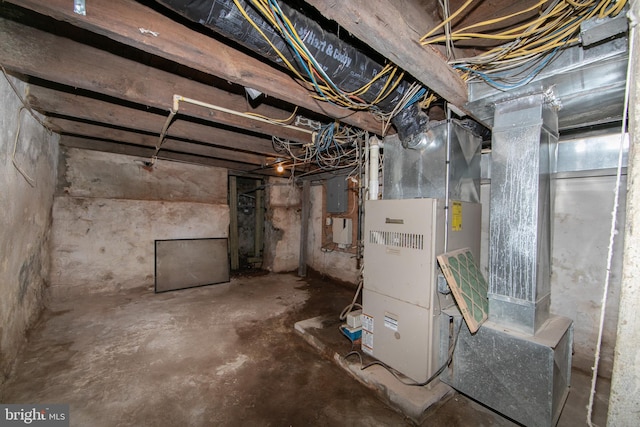 basement with heating utilities