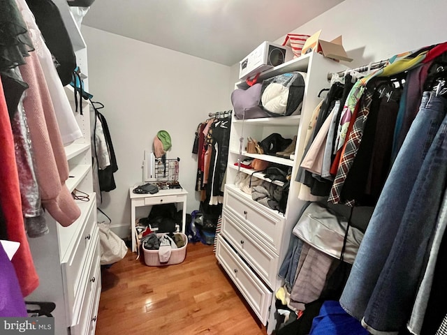 spacious closet featuring light wood-type flooring