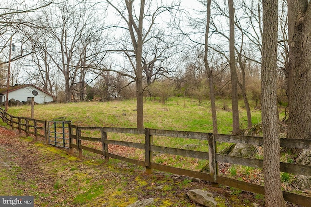 view of gate with a rural view